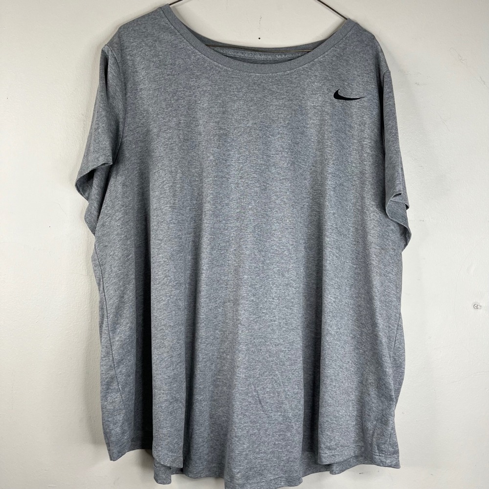 Nike T-Shirt Dri-FIT Womens 3X Gray Polyester Heathered Short Sleeve FD0744-013